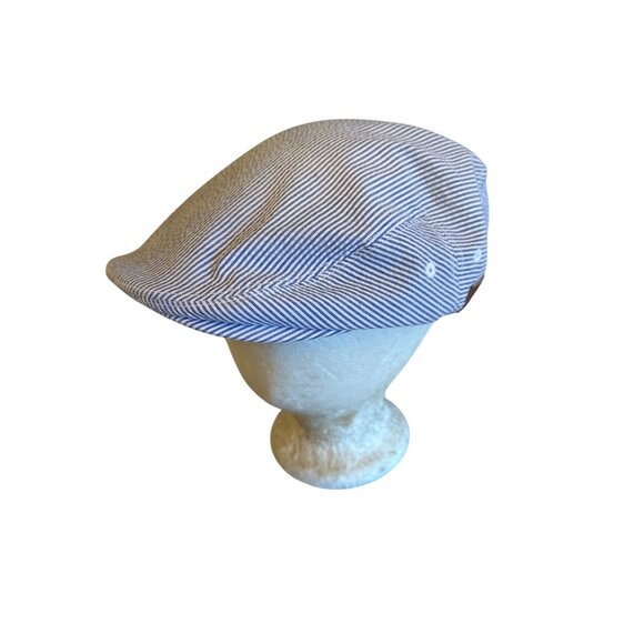 Kangol Medium Pinstripe Fitted Cap Newsboy Driving Prppey Golf Sport Seersucker - Picture 1 of 7